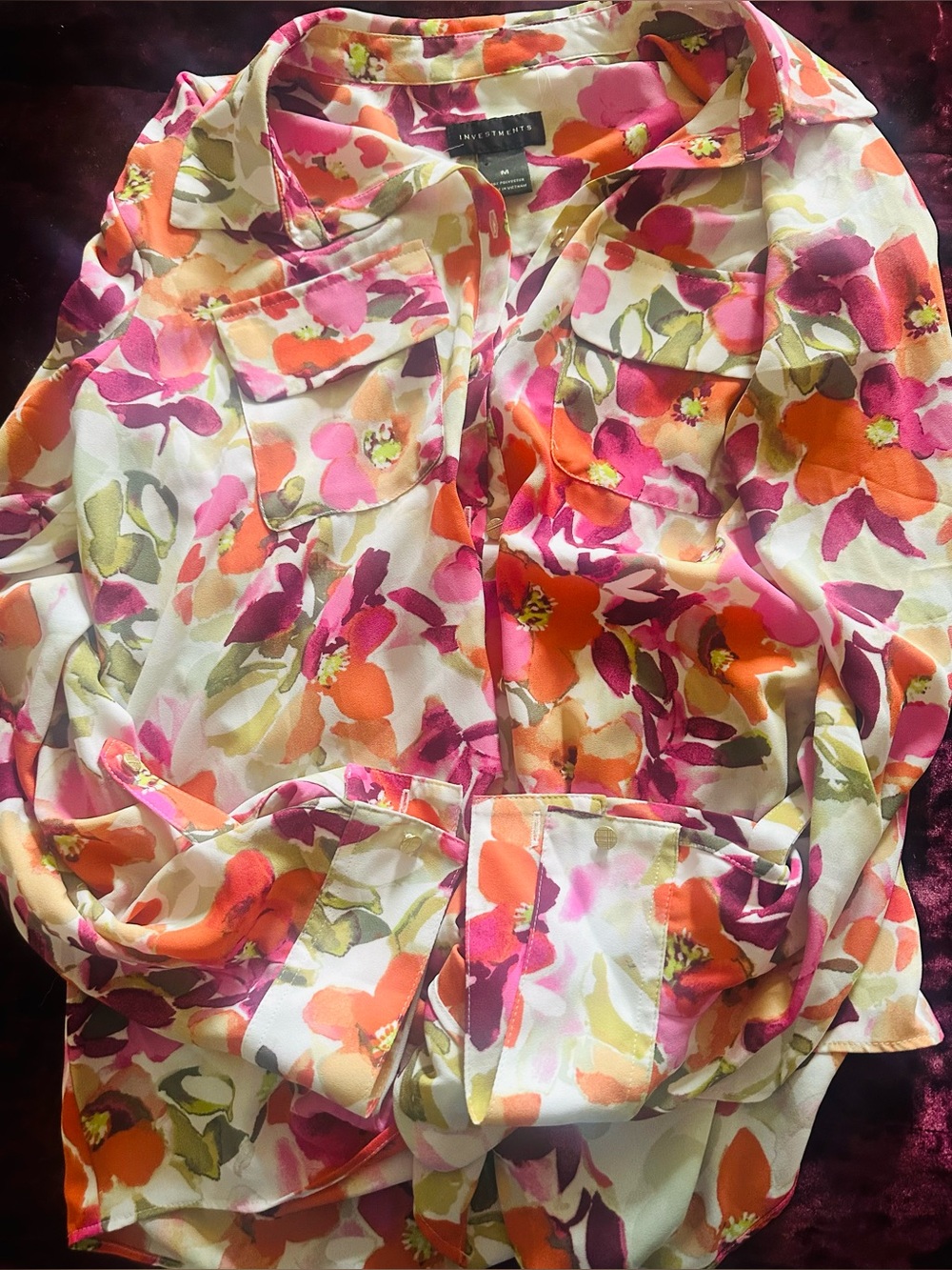 Floral Button-Down Shirt - Pink & Orange - Picture 7 of 7
